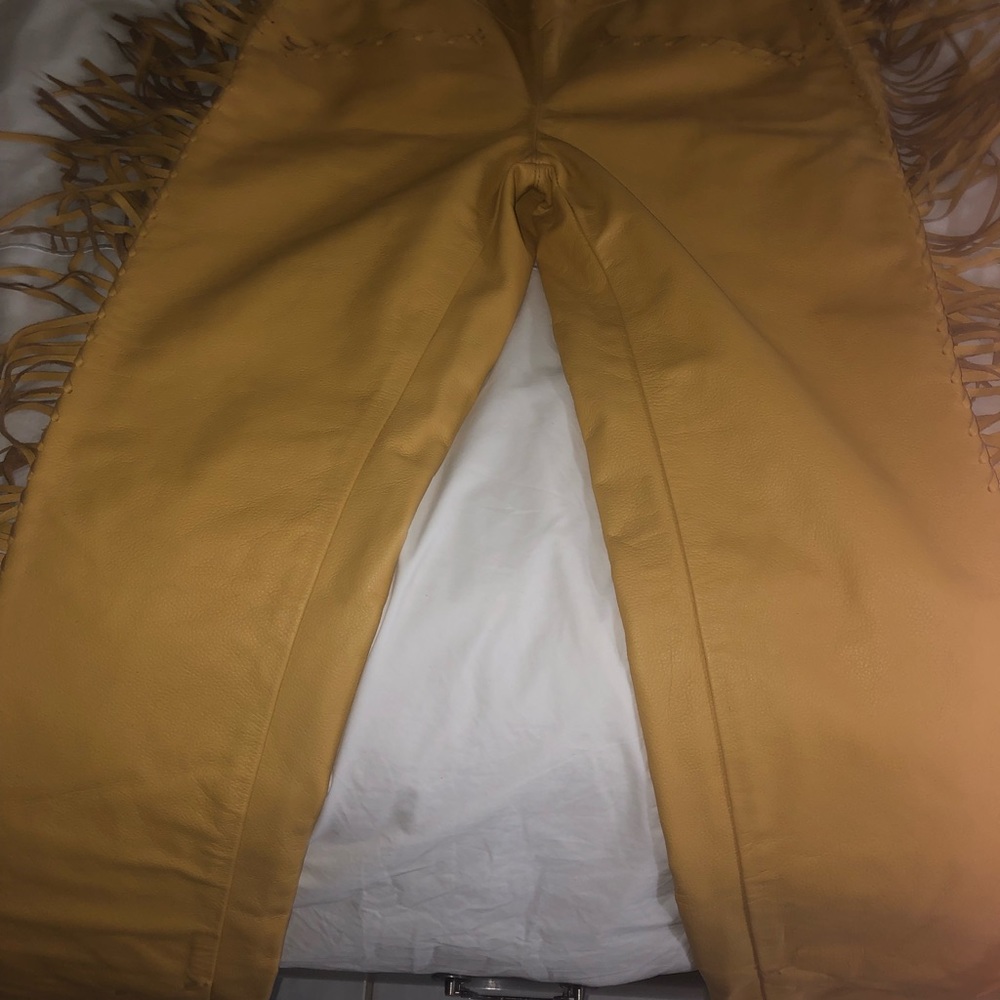 Size 32 Leather Cowboy style  yellow pants